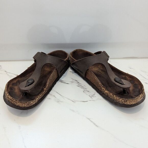 Birkenstock Gizeh Brown Oiled Leather Between Toe Thong Sandals Slides EU 36 - Picture 6 of 12